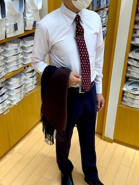 「アイテム（マフラー）」を使った、BRICK HOUSE by Tokyo Shirts 北戸田イオンモール店さん（メンズ・170cm）の秋コーディネート