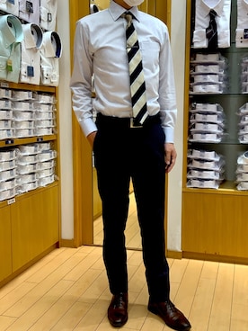 「アイテム（ビジネスシャツ）」を使った、BRICK HOUSE by Tokyo Shirts 北戸田イオンモール店さん（メンズ・170cm）の秋コーディネート
