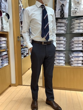 「アイテム（ビジネスシャツ）」を使った、BRICK HOUSE by Tokyo Shirts 北戸田イオンモール店さん（メンズ・170cm）の秋コーディネート
