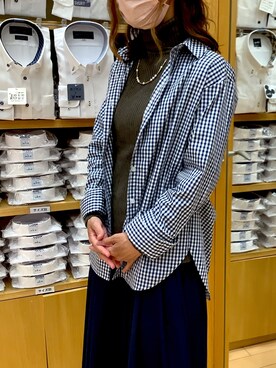 「タートルネック」｜「アイテム（ビジネスシャツ）」を使った、BRICK HOUSE by Tokyo Shirts 北戸田イオンモール店さん（レディース・164cm）の秋コーディネート