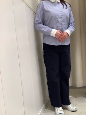 「アイテム（ビジネスシャツ）」を使った、BRICK HOUSE シャツ工房 新下関ゆめシティ店さん（レディース・162cm）の冬コーディネート