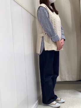 「アイテム（ビジネスシャツ）」を使った、BRICK HOUSE シャツ工房 新下関ゆめシティ店さん（レディース・162cm）の冬コーディネート