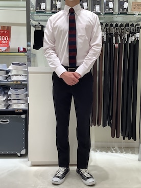 「アイテム（ビジネスシャツ）」を使った、BRICK HOUSE シャツ工房 新下関ゆめシティ店さん（メンズ・172cm）の春コーディネート