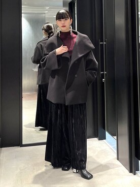「バッグ」｜「アイテム（チェスターコート）」を使った、すずかぜさん（レディース・162cm）の秋コーディネート