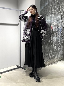 「HARE（ハレ）のVintageガラミドルニットカーディガン(HARE)（カーディガン/ボレロ）」を使った、すずかぜさん（レディース・162cm）の秋コーディネート