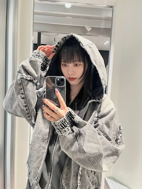 「ベルト」｜「アイテム（スウェット）」を使った、すずかぜさん（レディース・162cm）の冬コーディネート