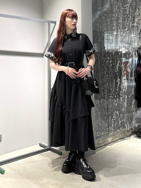 アシメフリルシシュウワンピース(HARE)を使った人気ファッション