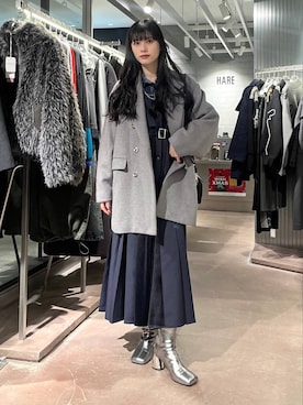 「バッグ」｜「アイテム（チェスターコート）」を使った、すずかぜさん（レディース・162cm）の冬コーディネート