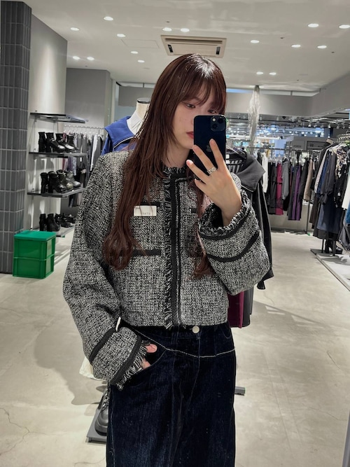 ツイードジャケット ブラック XL ラメ お出かけ メンズ レディース アソートラメツイードジャケット(HARE)（ノーカラージャケット）｜HARE