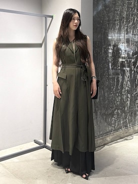 「HARE（ハレ）のシャープ＊ZIPテーラージレワンピース(HARE)（ワンピース、グリーン系）」を使った、すずかぜさん（レディース・162cm）の夏コーディネート