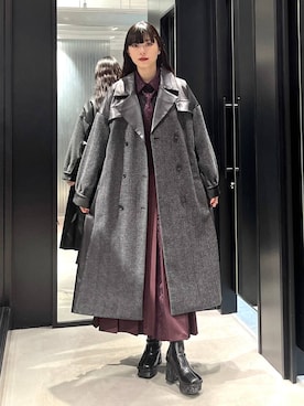 「バッグ」｜「アイテム（チェスターコート）」を使った、すずかぜさん（レディース・162cm）の秋コーディネート