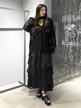 「HARE（ハレ）の2WAYランダムリブラメタンクトップ(HARE)（タンクトップ、イエロー系）」を使った、すずかぜさん（レディース・162cm）の春コーディネート
