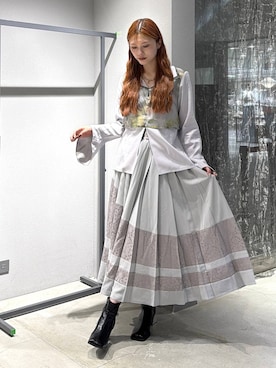 「HARE（ハレ）のベルトデザインメタルヒールブーツ(HARE)（ブーツ、ブラック系）」を使った、すずかぜさん（レディース・162cm）の夏コーディネート