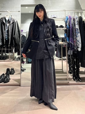 「HARE（ハレ）のアシメプリーツシャツ(HARE)（シャツ/ブラウス）」を使った、すずかぜさん（レディース・162cm）の秋コーディネート