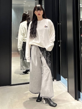「ベルト」｜「アイテム（スウェット）」を使った、すずかぜさん（レディース・162cm）の秋コーディネート