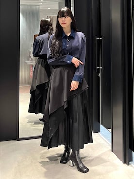 「HARE（ハレ）のアシメプリーツシャツ(HARE)（シャツ/ブラウス）」を使った、すずかぜさん（レディース・162cm）の秋コーディネート