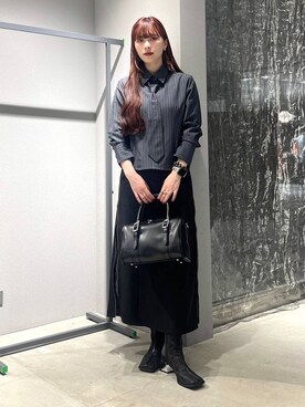 「HARE（ハレ）のコンパクトネクタイシャツ(HARE)（シャツ/ブラウス）」を使った、すずかぜさん（レディース・162cm）の夏コーディネート