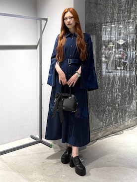 「HARE（ハレ）の2WAYソデアキシアージャガードワンピース(HARE)（ワンピース、ブルー系）」を使った、すずかぜさん（レディース・162cm）の夏コーディネート