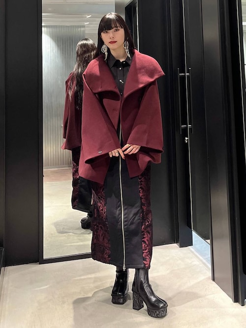 HARE ハレ◇アシメプリーツシャツ ボルドー ワイン レッド 赤