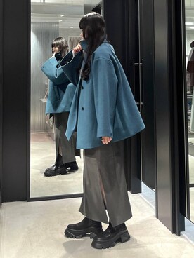 「バッグ」｜「アイテム（チェスターコート）」を使った、すずかぜさん（レディース・162cm）の秋コーディネート