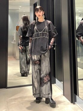 「アイテム（デニムパンツ、シルバー系）」を使った、すずかぜさん（レディース・162cm）の夏コーディネート