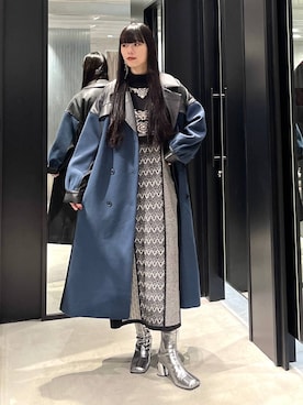 「バッグ」｜「アイテム（チェスターコート）」を使った、すずかぜさん（レディース・162cm）の秋コーディネート