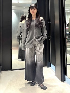 「ベルト」｜「アイテム（スウェット）」を使った、すずかぜさん（レディース・162cm）の冬コーディネート
