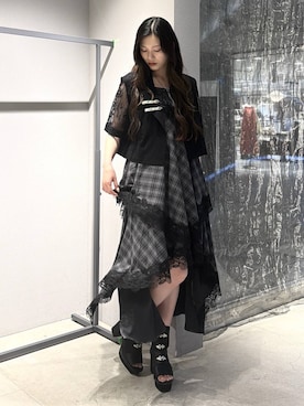 「HARE（ハレ）の2WAYランダムリブラメタンクトップ(HARE)（タンクトップ、ブラック系）」を使った、すずかぜさん（レディース・162cm）の夏コーディネート