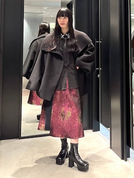 「バッグ」｜「アイテム（チェスターコート）」を使った、すずかぜさん（レディース・162cm）の秋コーディネート