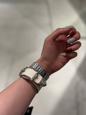 「HARE（ハレ）のビンテージバックルレザーブレス(HARE)（ブレスレット、ホワイト系）」を使った、すずかぜさん（レディース・162cm）の夏コーディネート