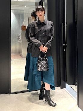 「HARE（ハレ）のアシメプリーツシャツ(HARE)（シャツ/ブラウス）」を使った、すずかぜさん（レディース・162cm）の秋コーディネート