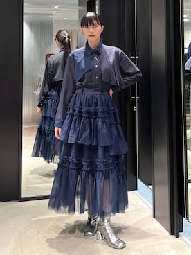 「HARE（ハレ）のアシメプリーツシャツ(HARE)（シャツ/ブラウス）」を使った、すずかぜさん（レディース・162cm）の秋コーディネート