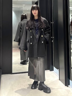 「バッグ」｜「アイテム（チェスターコート）」を使った、すずかぜさん（レディース・162cm）の冬コーディネート
