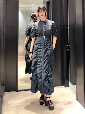 「HARE（ハレ）のロングラリエットネックレス(HARE)（ネックレス）」を使った、すずかぜさん（レディース・162cm）の春コーディネート