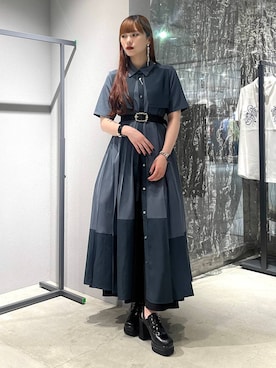 「アイテム（スカート、パープル系）」を使った、すずかぜさん（レディース・162cm）の夏コーディネート