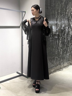 「HARE（ハレ）のギャザーシアーシャツ(HARE)（シャツ/ブラウス、ブラック系）」を使った、すずかぜさん（レディース・162cm）の春コーディネート