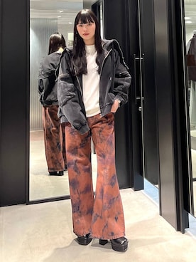 「ベルト」｜「アイテム（スウェット）」を使った、すずかぜさん（レディース・162cm）の秋コーディネート