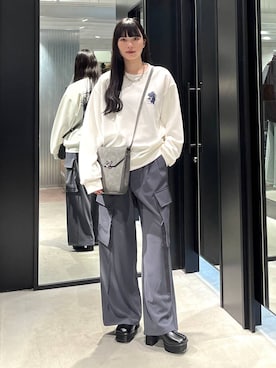 「ベルト」｜「アイテム（スウェット）」を使った、すずかぜさん（レディース・162cm）の秋コーディネート