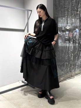 「HARE（ハレ）のリボンモチーフマグネットネックレス(HARE)（ネックレス、シルバー系）」を使った、すずかぜさん（レディース・162cm）の春コーディネート