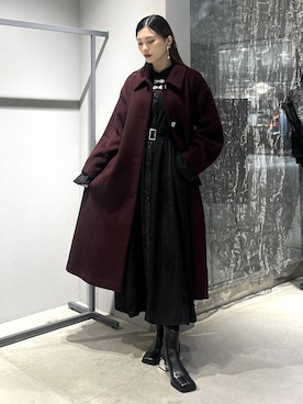 「アイテム（ステンカラーコート、レッド系）」を使った、すずかぜさん（レディース・162cm）の秋コーディネート