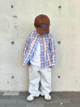 「アイテム（スウェットパンツ）」を使った、aokunさん（キッズ・90cm）の秋コーディネート