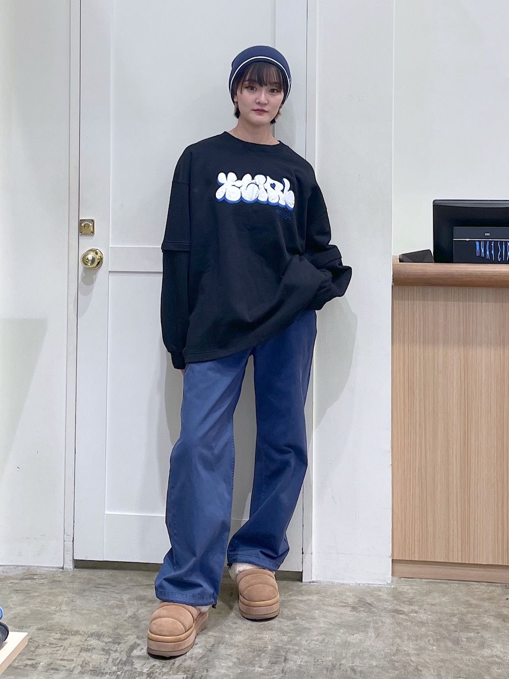 happy99 リバーシブル　ビーニー X-girl ニット帽 ニットキャップ REVERSIBLE BEANIE レディース