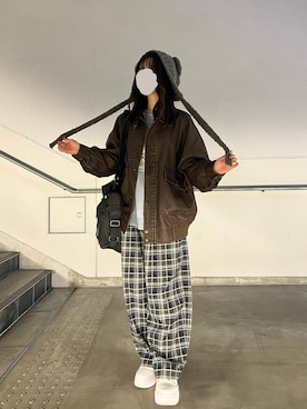 「158cm」｜「アイテム（スウェット）」を使った、R i o n aさん（レディース・158cm）の秋コーディネート