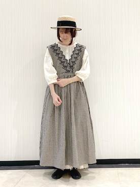 「スカラップ」｜「アイテム（ワンピース/ドレス）」を使った、さ と う ꪔ̤̮さん（レディース・157cm）の春コーディネート