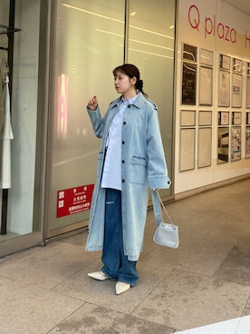 「ブルべ夏」｜「アイテム（トレンチコート）」を使った、Maminaさん（レディース・157cm）の冬コーディネート