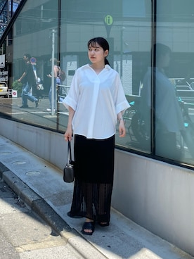 「黒サンダル」｜Maminaさん（レディース・157cm）の夏コーディネート