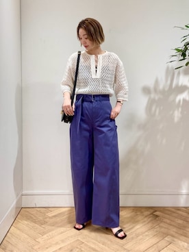 「HENRI EN VARGO（ヘンリエンヴァーゴ）のHENRI EN VARGO MAY ヒールサンダル（サンダル、ブラック系）」を使った、Ishii_TOMORROWLANDさん（レディース・165cm）の春コーディネート