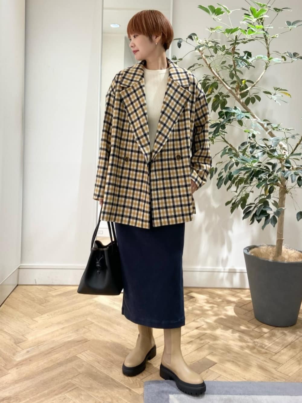 MACPHEE（マカフィー）の「チェックメルトン ショートコート（その他 