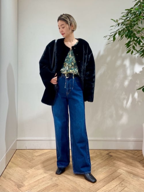 フェイクムートン リバーシブルショートコート（ノーカラーコート