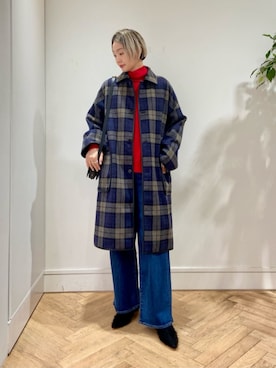 「レッド」｜「アイテム（ステンカラーコート）」を使った、Ishii_TOMORROWLANDさん（レディース・165cm）の秋コーディネート